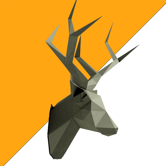 Tête De Cerf Origami Argent