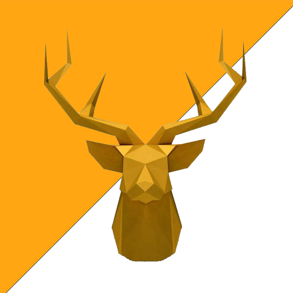 Tête De Cerf Origami Or