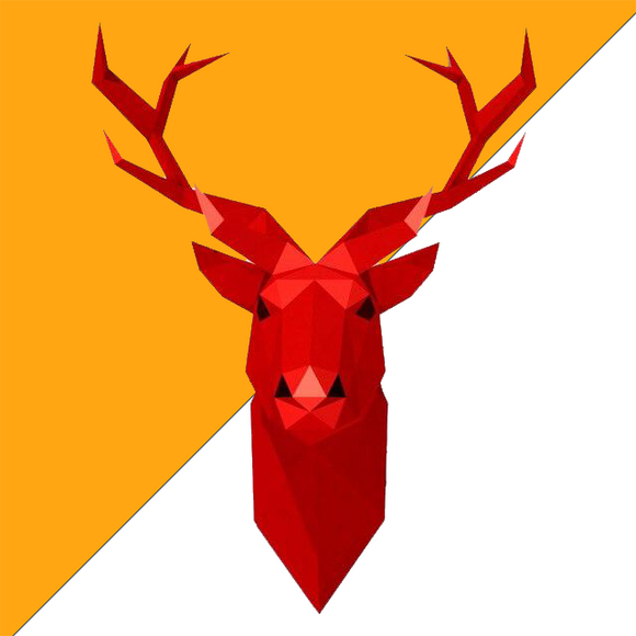 Tête De Cerf Origami Rouge