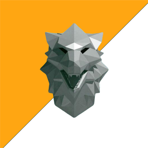 Tête De Loup Origami Argent