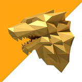 Loup Origami Papier Or